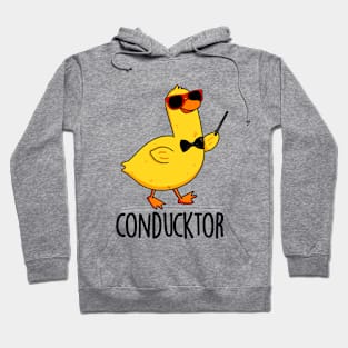 Con-duck-tor Cute Duck Pun Hoodie